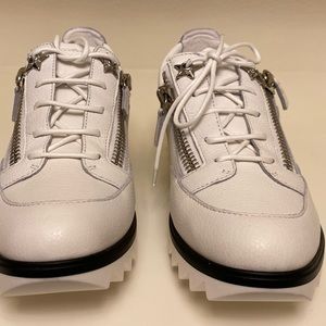 Giuseppe Zanotti White Leather Sneakers, Brand New